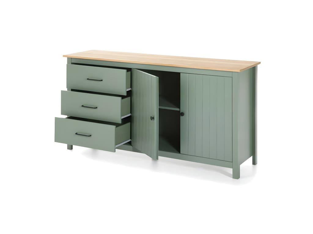 Buffet 2 portes 3 tiroirs Bois/Vert - Boislis WYOS13852