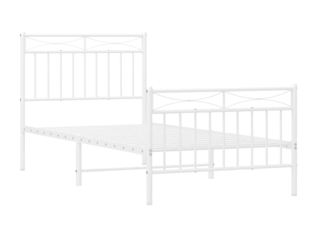 Cadre de lit métal avec tête de lit/pied de lit blanc 90x190 cm TOIN98769