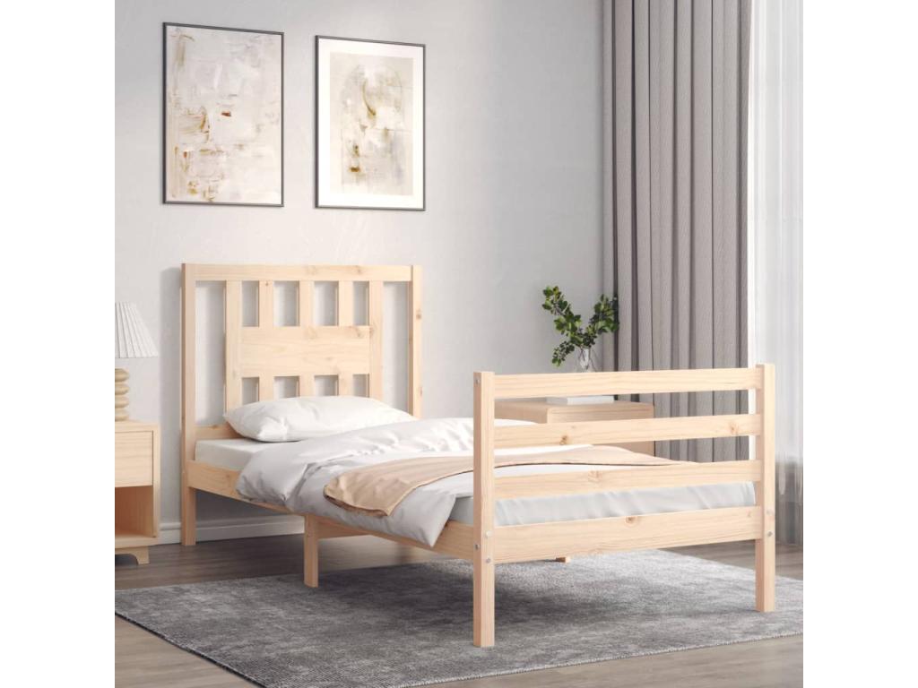 Cadre de lit sans matelas 100x200 cm bois massif IFTO44082