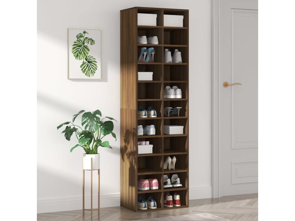 Meuble à chaussures Chêne marron 54x34x183 Bois d'ingénierie PQNM14910