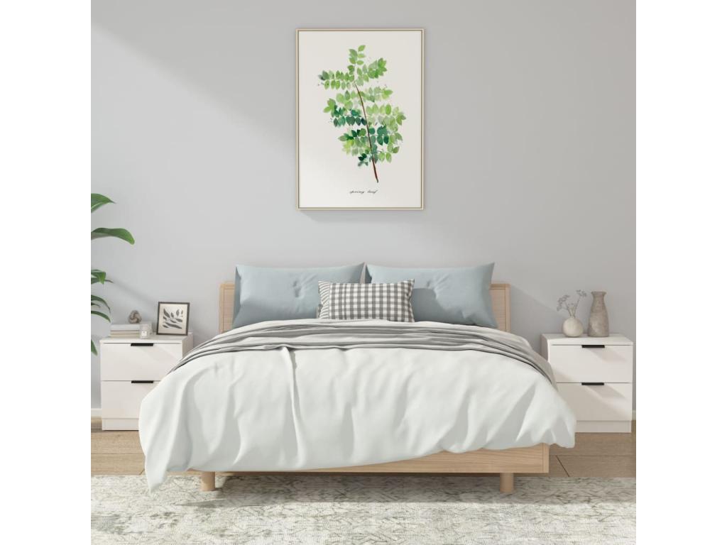 Tables de chevet 2 pièces Blanc Bois d'ingénierie BYXD59376