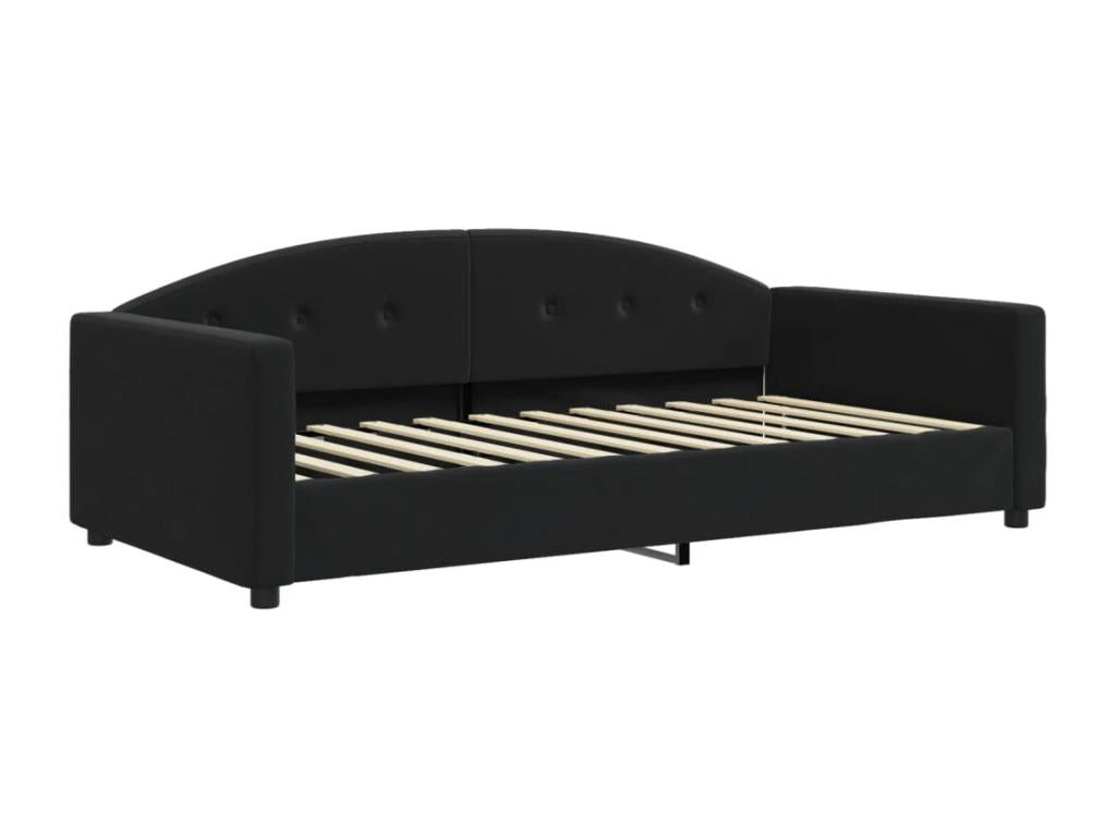 Lit de jour avec matelas noir 100x200 cm velours LESC85952