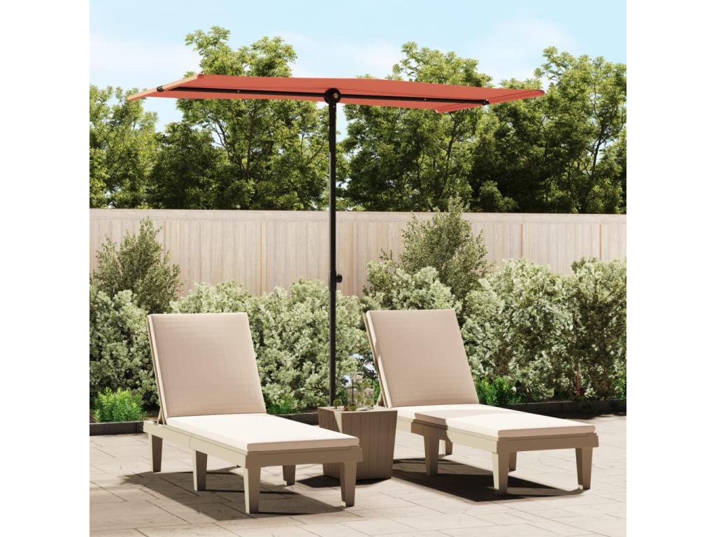 Parasol d'extérieur avec mât en aluminium 180x110cm Terre cuite JZAO52117