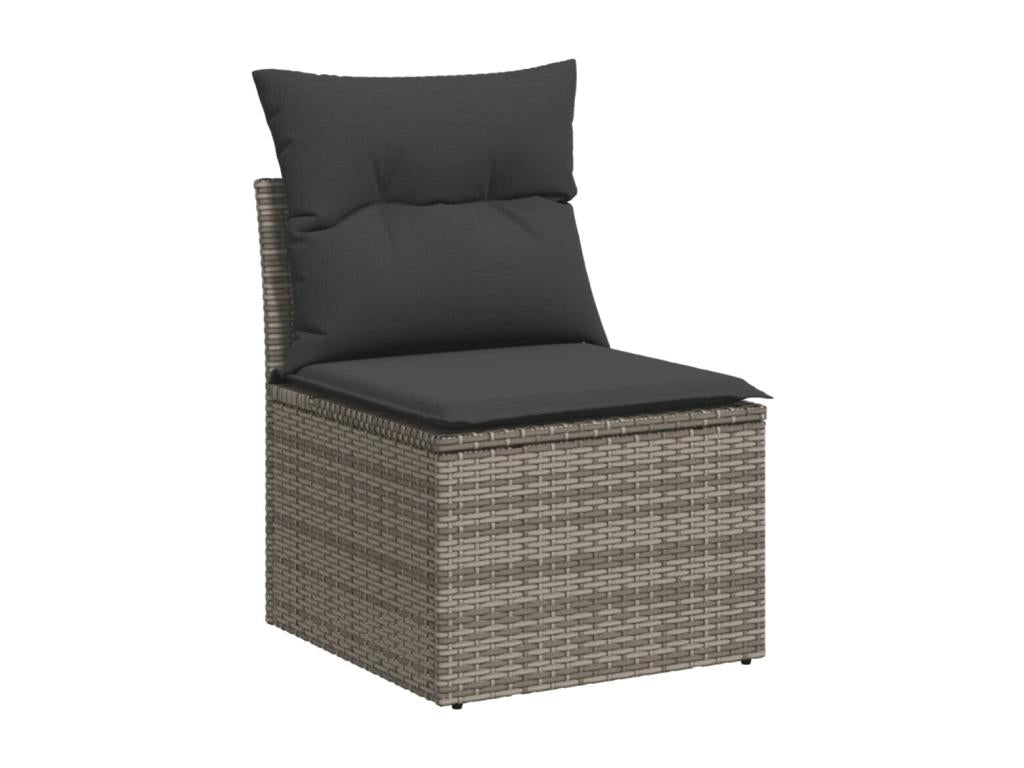 Salon de jardin 5 pcs avec coussins gris résine tressée UWUL15400