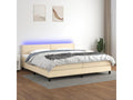 Sommier tapissier et matelas et LED Crème 200x200 cm Tissu VENM20158