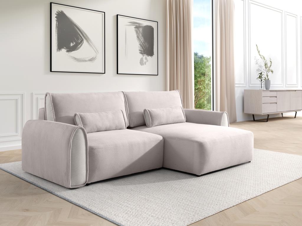 Canapé d'angle convertible et réversible en Mobenze tricoté gris clair Mobenze JCNI13503