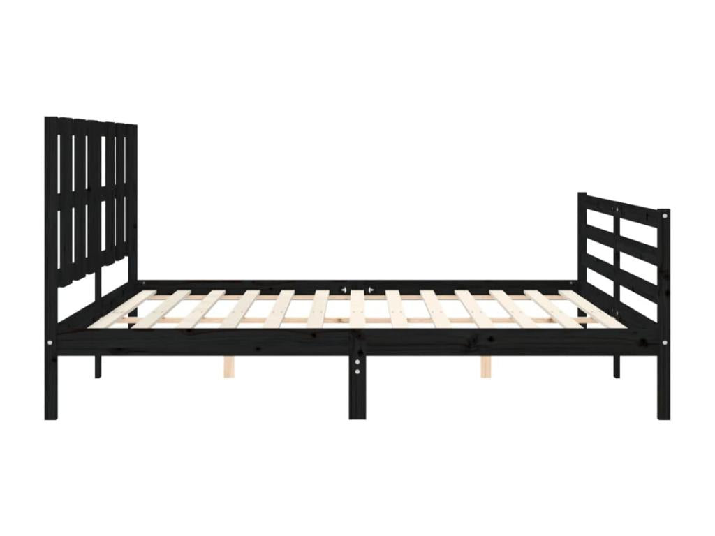 Cadre de lit avec tête de lit noir 200x200 cm bois massif TERB15389