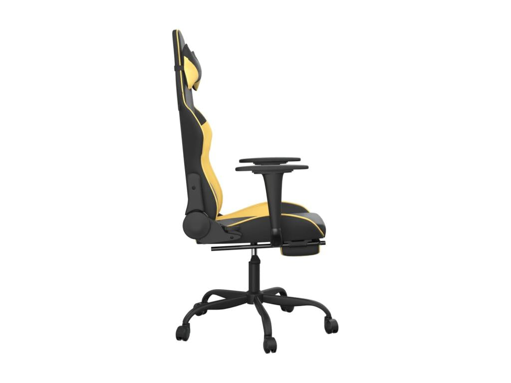 Chaise de jeu de massage avec repos-pied Noir/Doré Similicuir UHWJ40278