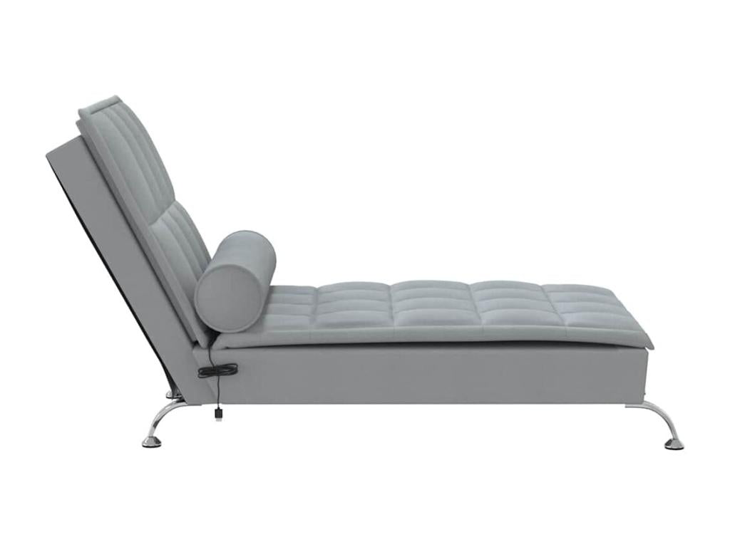 Chaise longue de massage avec traversin gris clair tissu SDRH50029