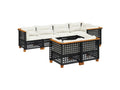 Salon de jardin 7 pcs avec coussins noir résine tressée PEZX46295