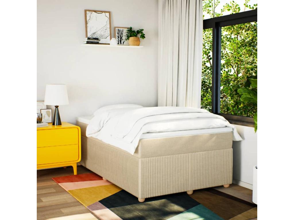 Sommier à Boislis de lit avec matelas Crème 120x200 cm Tissu LMPS26807