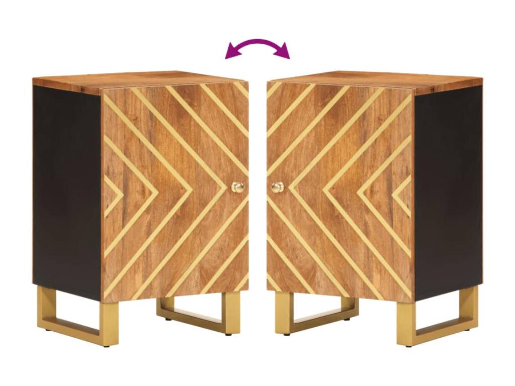 Armoire bain marron et noir 38x33.5x58 cm bois massif manguier NCDS58596