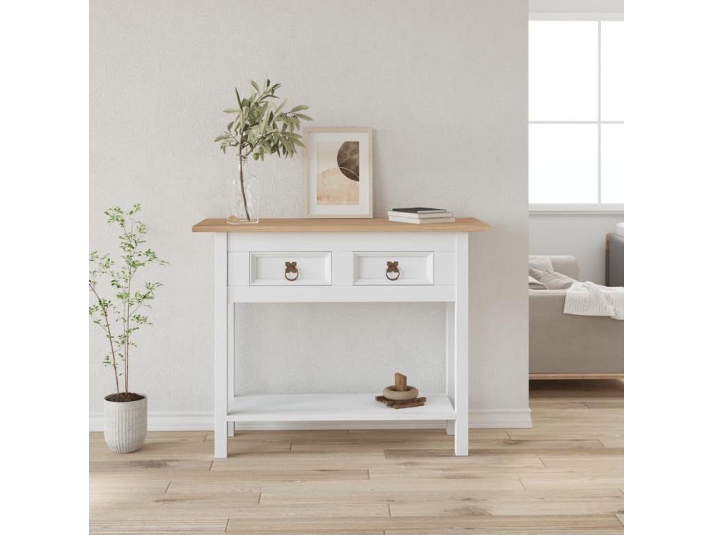Table console Gamme Boislis Pin mexicain Blanc 90x34,5x73 cm SWCG09895