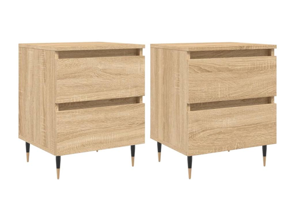 Tables de chevet 2 pcs chêne Boislis 40x35x50 cm bois ingénierie OGOH93908