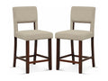 Chaise de Bar Lot de 2 Chaise Haute de Bar avec Dossier et Repose-Pieds Surface en Lin Tabouret de Bar Rembourré Hauteur d'Assise 62 cm Beige RPDE78971