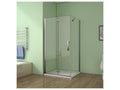 Cabine de douche pivotante et pliante 70x90x185cm en verre 6mm anticalcaire porte de douche latérale avec barre fixé d'angle IQMQ90281