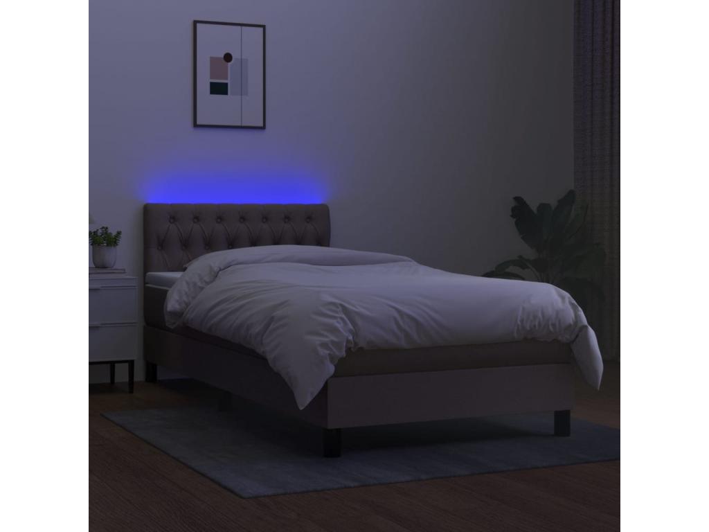 Sommier tapissier avec matelas et LED Boislis 100x200 cm Tissu IEKA07266