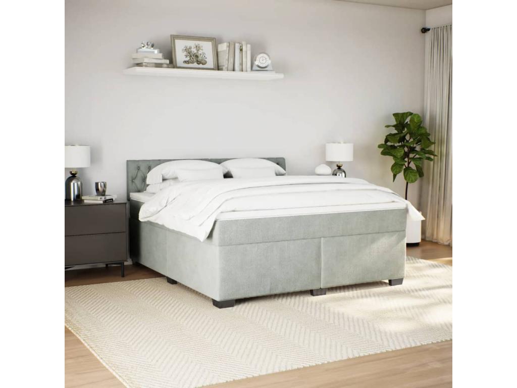 Sommier à Boislis de lit et matelas Gris clair 180x200cm Velours VNGP53616