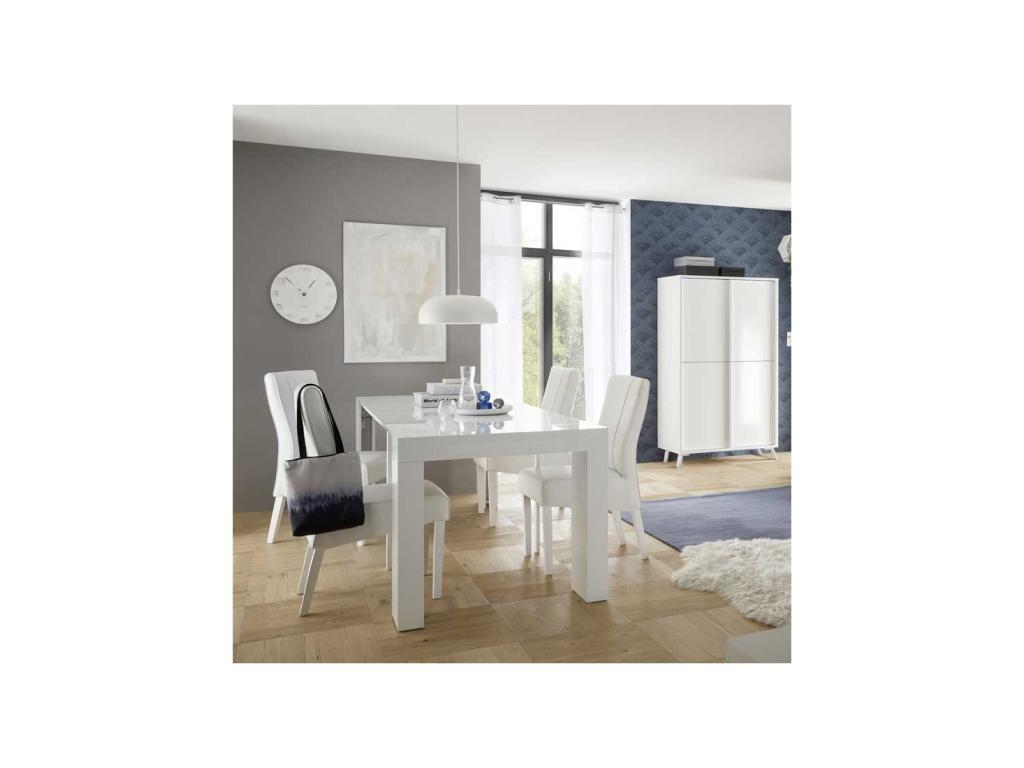 Table de repas laqué Blanc brillant - Boislis RLFG83121