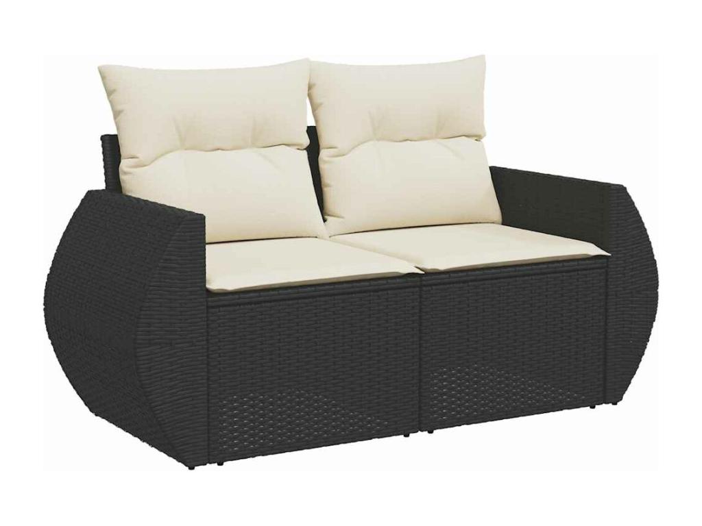 Salon de jardin 7 pcs avec coussins noir résine tressée AKKN22654