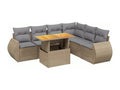 Salon de jardin avec coussins 7 pcs beige résine tressée MNPZ78451