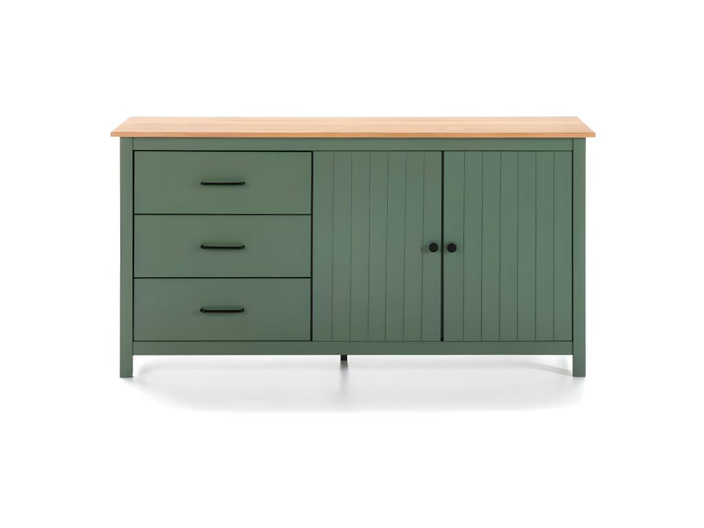 Buffet 2 portes 3 tiroirs Bois/Vert - Boislis WYOS13852