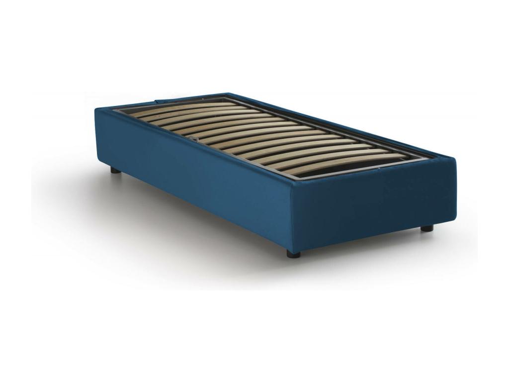 Lit simple Boislis Lit coffre avec revêtement en tissu Made in Italy Ouverture frontale avec matelas 80x190 cm inclus Bleu IOZQ30161