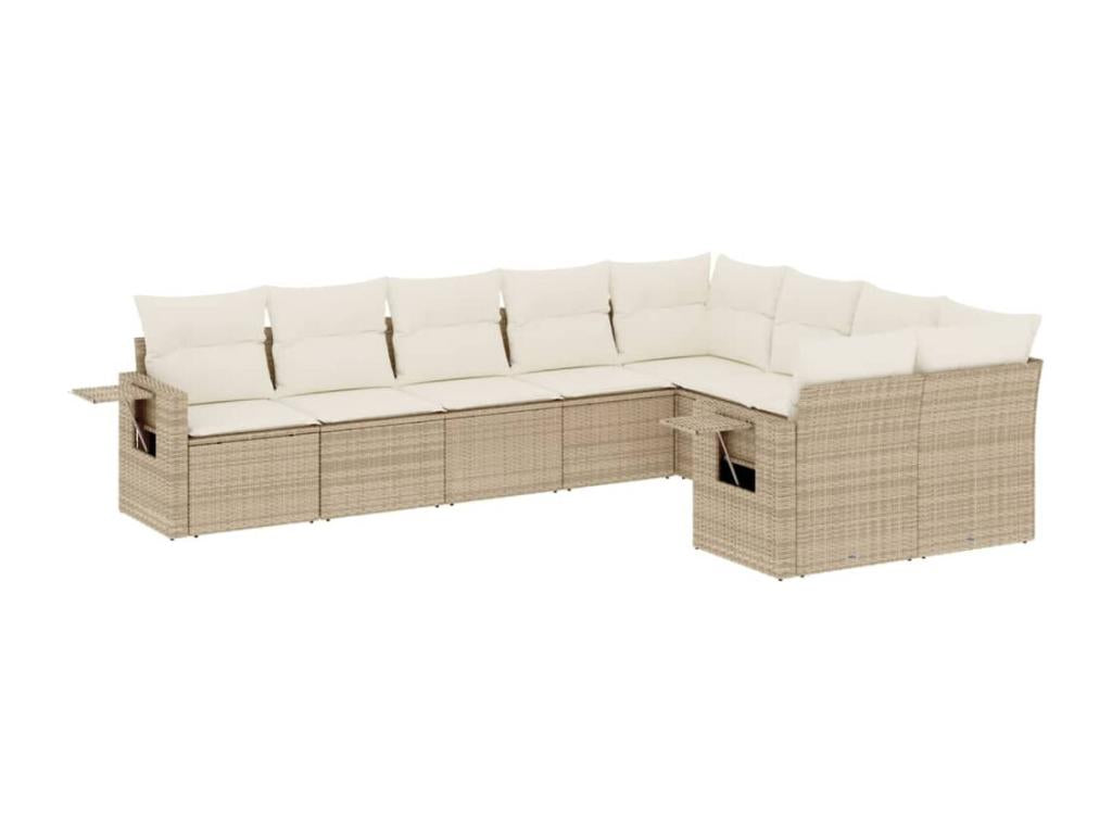 Salon de jardin avec coussins 9 pièces beige résine tressée LDSY69686
