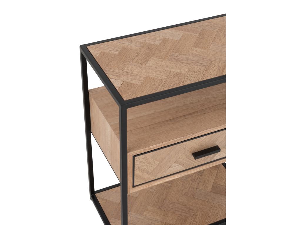 Table d'Appoint 1 Tiroir Boislis 61cm Naturel / Noir AAPB14700