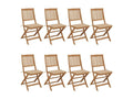 Chaises pliables de jardin lot de 8 avec coussins Bois d'Boislis FSZP41443