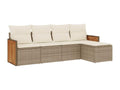 Salon de jardin avec coussins 5 pcs beige résine tressée VFQE15974