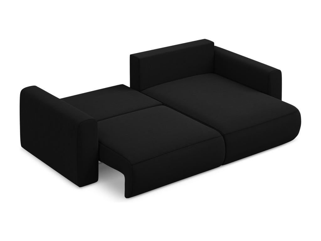 Canapé d'angle 2,5 places droit convertible en velours - noir - Boislis BJAQ40003