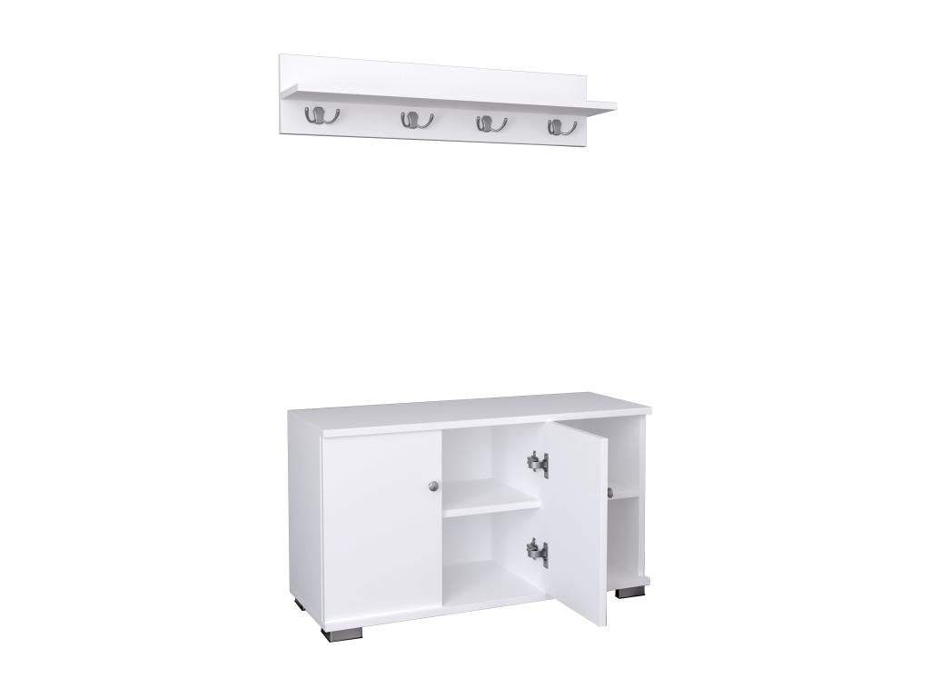 Boislis Banc en bois 2 pièces Armoire à chaussures Étagère à chaussures Porte-manteau Meuble d'entrée Gados L blanc XGEO48847