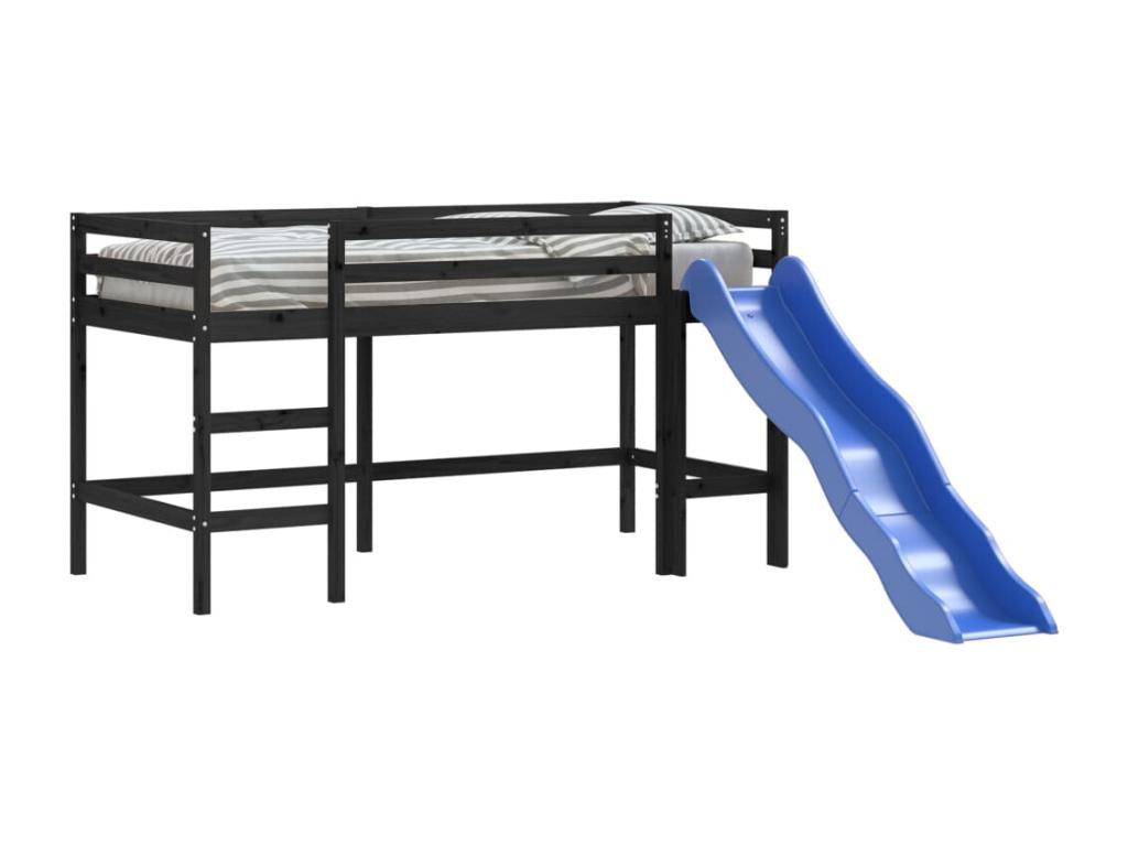 Lit mezzanine enfant toboggan 90x200 cm bois pin massif SDIV29697