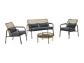 Salon de jardin 4 places en rotin synthétique bois/gris XQQK58127