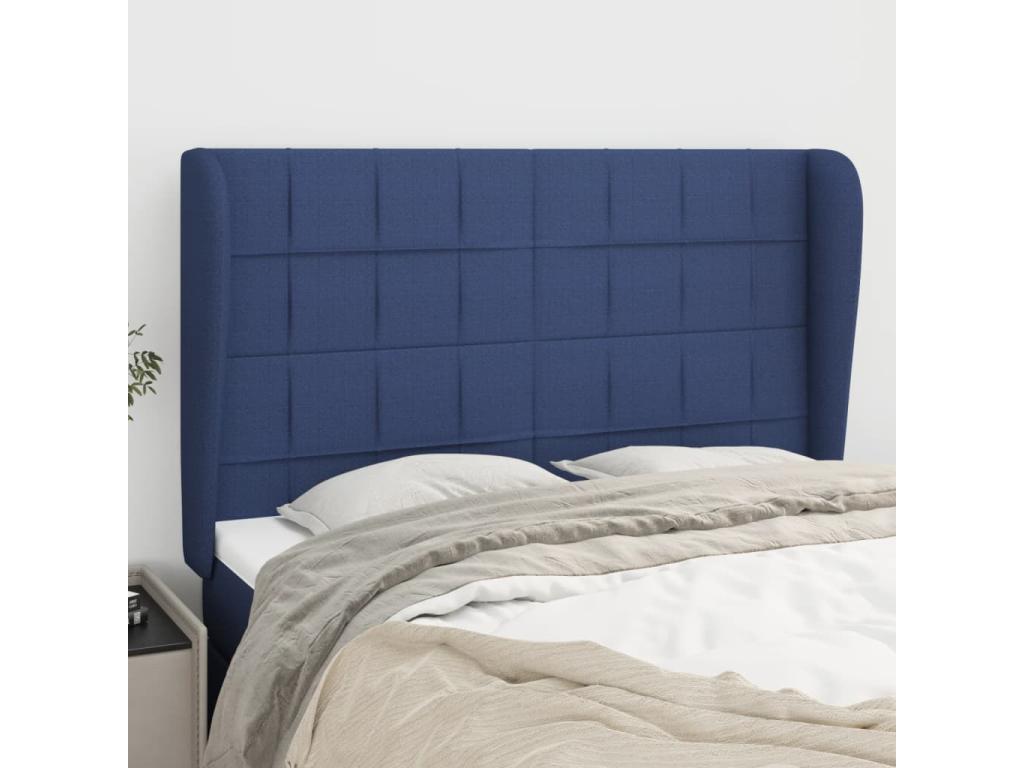 Tête de lit avec oreilles Bleu 147x23x118/128 cm Tissu CPHQ88543