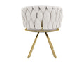 Lot de 4 chaises pivotantes en Mobenze avec accoudoirs - pieds en métal doré - Beige UMCN80361