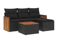 Salon de jardin 5 pièces avec coussins noir résine tressée YJWD57796
