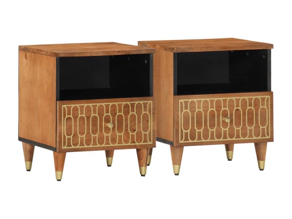 Boislis Premium - Tables de chevet 2 pcs 40x33x46 cm Bois de manguier solide SSAE18009