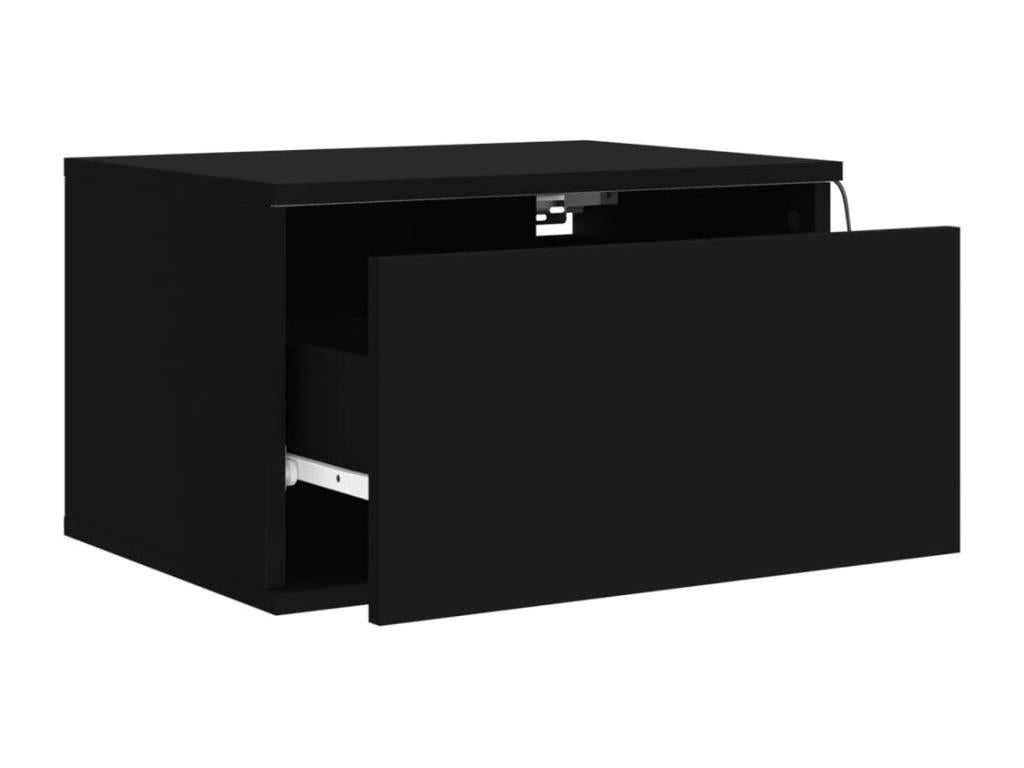 Tables de chevet murales avec Boislisères LED 2 pcs noir ARDT36921