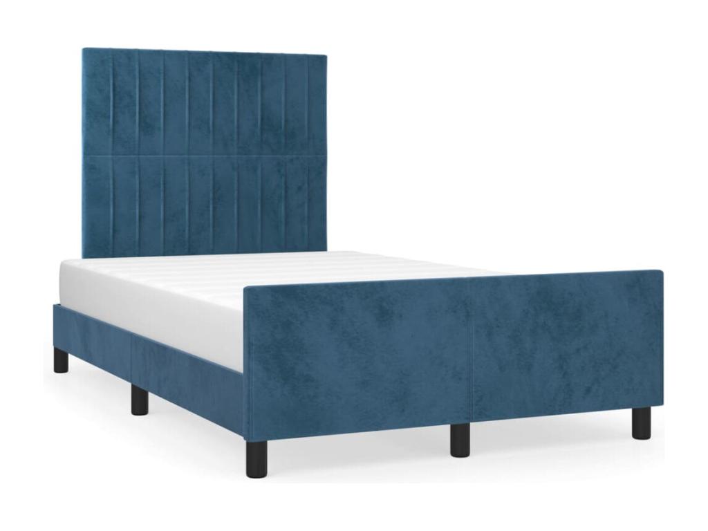 Cadre de lit sans matelas bleu foncé 120x200 cm velours CNCE05522