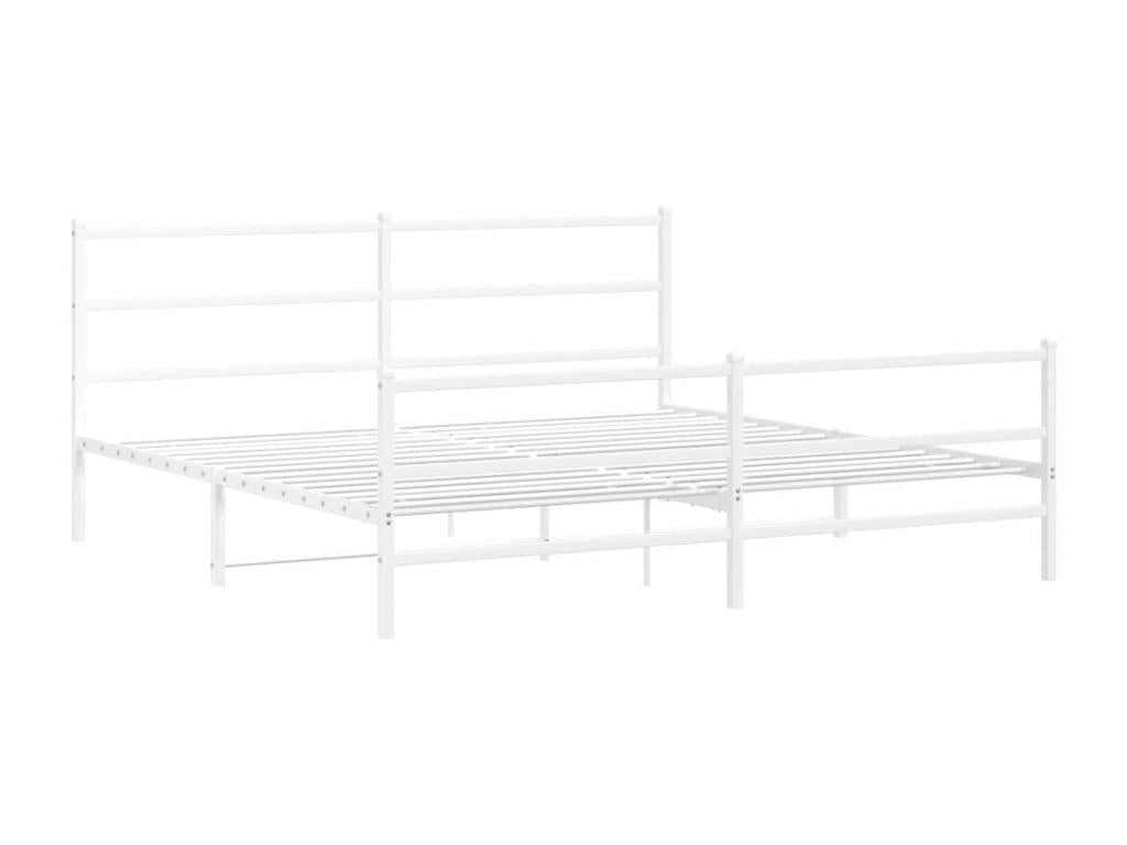 Cadre de lit métal avec tête de lit-pied de lit blanc 180x200 QFEK96455