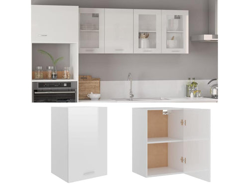 Armoire Blanc brillant 39,5x31x60cm Bois d'ingénierie suspendue QFXQ90110