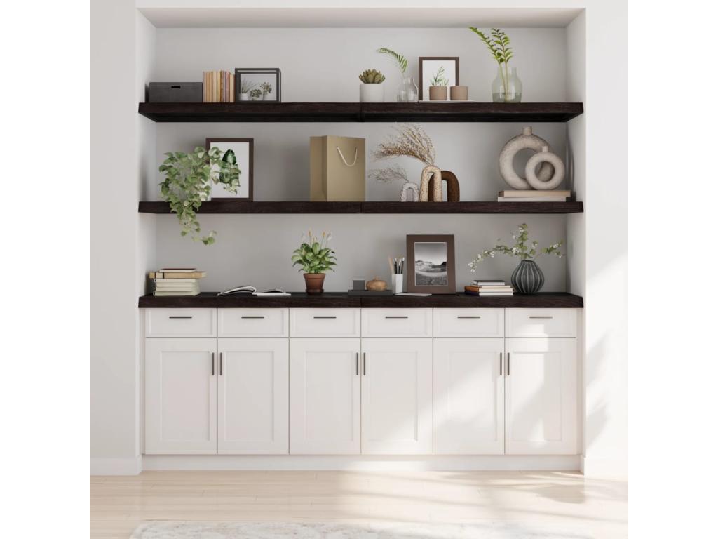 Etagère murale marron foncé bois chêne massif traité EDRO98351