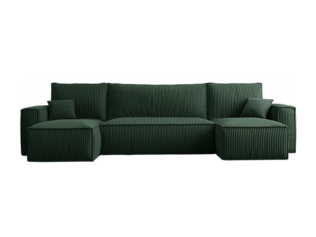 Canapé d'angle U convertible - en velours imprimé vert foncé - Boislis ZOEH77131