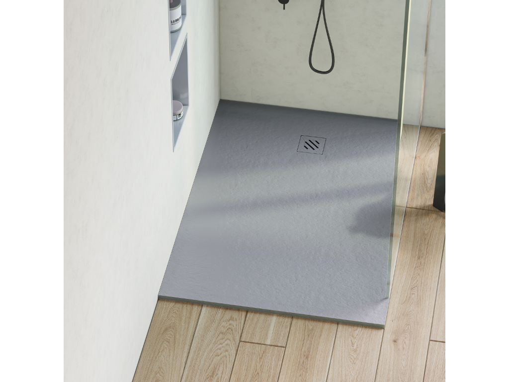 Receveur de douche extraplat Boislis - Texture Boislis en Boislis Polyester Gris - L100xl100xh2.6cm - Boislis DEFS99486