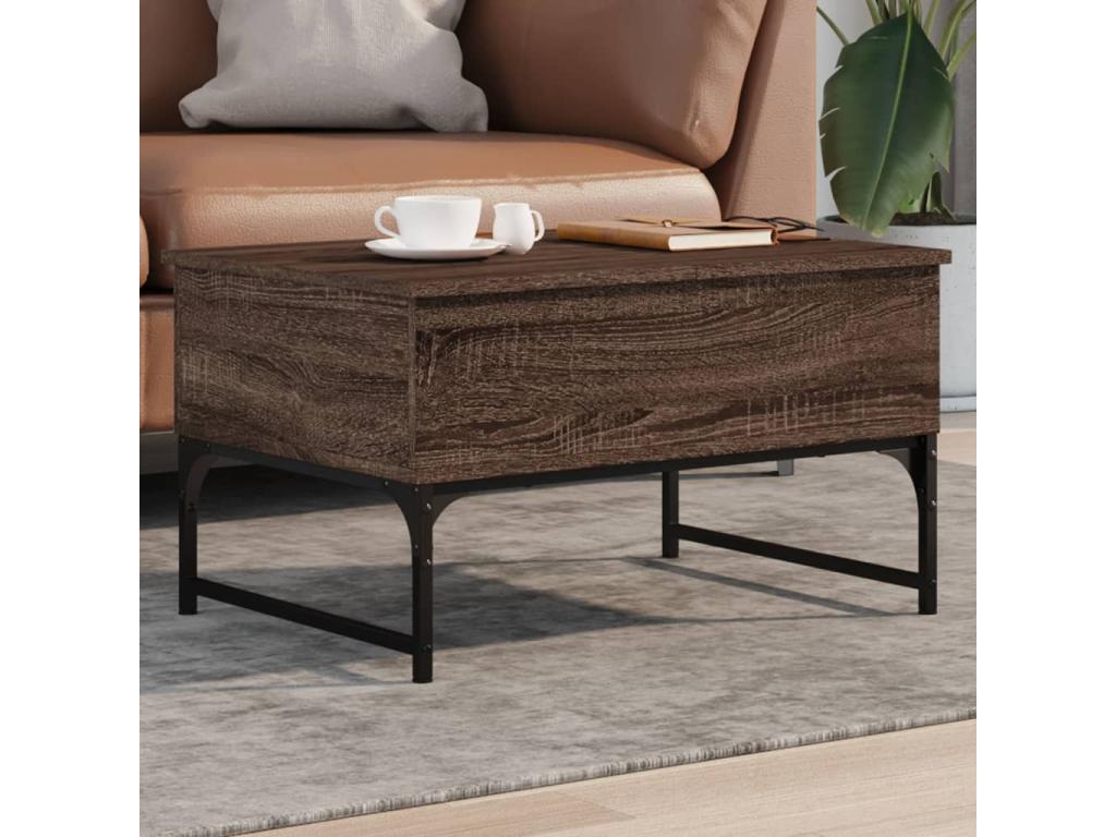 Table basse chêne marron 70x50x40 cm Mobenze d'ingénierie et métal AJCH05810