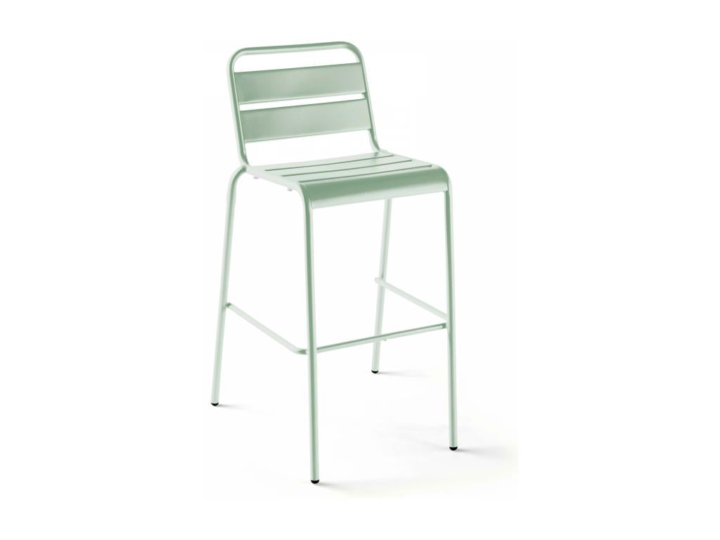 Chaise haute en métal vert sauge - Boislis TQVN37429