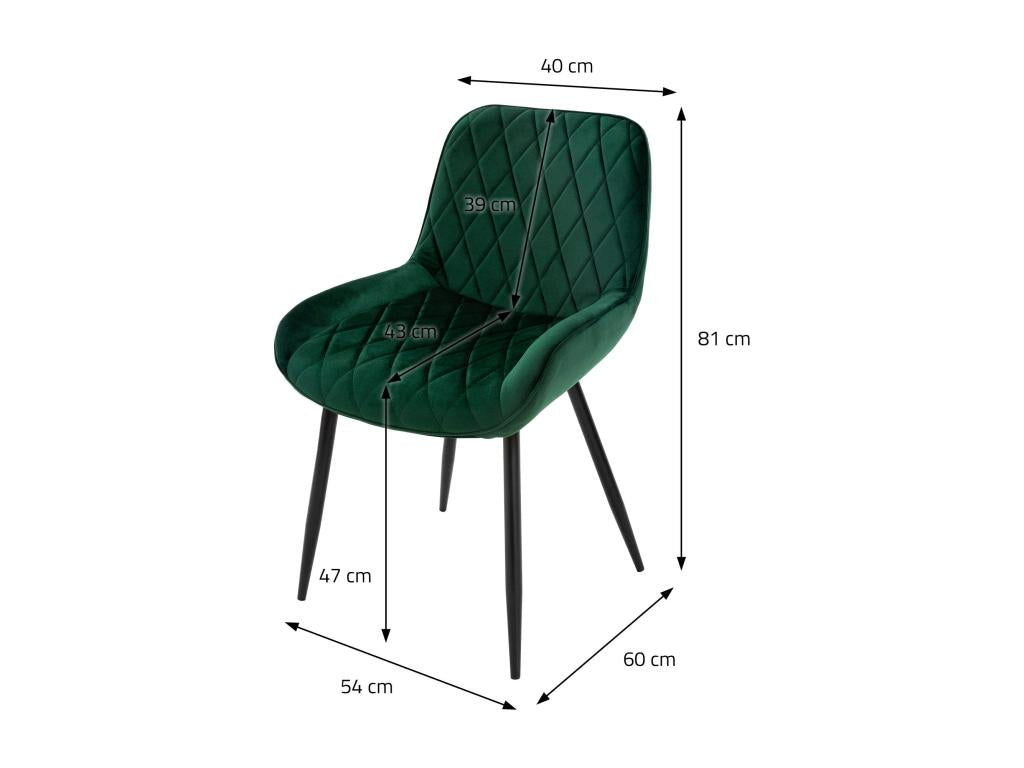Lot de 4 chaises de salle à manger Chaise de salon Chaise de cuisine Vert foncé Velours AKLL63775