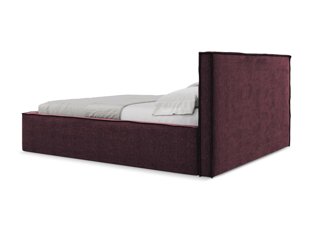 Lit coffre en tissu chenille 160x200 - bordeaux - Boislis TUBZ01593